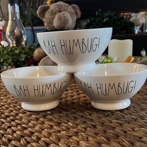 Rae Dunn White 'Bah Humbug' Holiday Bowls